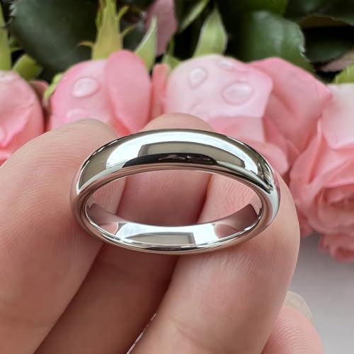 TUTISS 2mm 3mm 4mm 5mm 6mm 7mm 8mm 10mm White Tungsten Rings for Men Women Engagement Wedding Bands Domed Polished Shiny Comfort Fit - color: 4mm White Tungsten