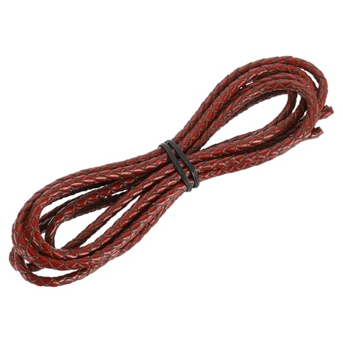 MECCANIXITY Braided Leather Cord, Round Leather Bolo Tie String Rope for Crafts, Jewelry Making, Necklace, Bracelets, 4mm x 2m, Retro Red - color: Retro Red, size: 4mm x 2m