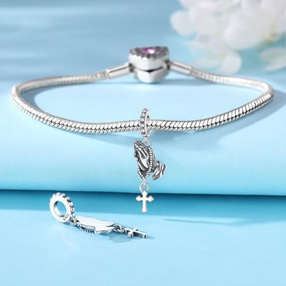 CYCUFF 925 Sterling Silver Charms Suitable for Charm Necklaces, Bracelet Pendants Beads Jewellery Gift for Women - color: Praying Hands Charm