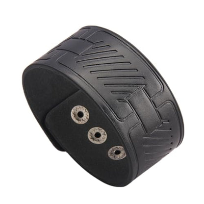 GelConnie Punk Leather Cuff Bracelet Adjustable Straps Wrap Bracelets Arm Armor Cuff Gothic Leather Wristbands for Men, Women - color: MLPB085-Black