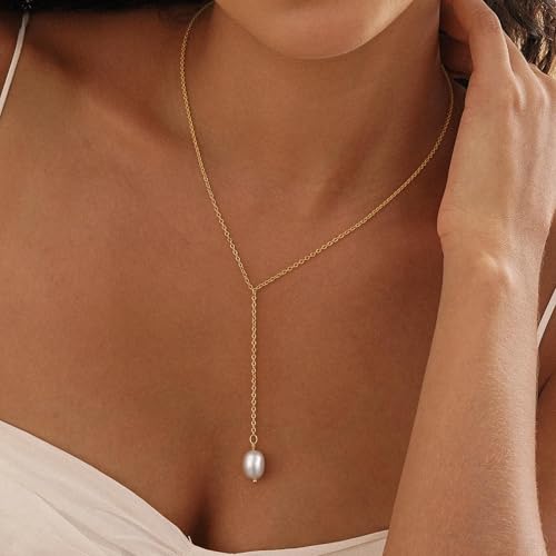 Gold Pearl Necklaces for Women - White Pearls Jewelry Gifts Wedding Bride Bridesmaid Jewelry - color: Gold-Y-Shaped Pearl