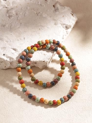 MINACHI Boho Colorful Ceramic Bead Wrap Strand Bracelet for Women, Bohemian Hippie Summer Jewelry Gift - color: S06
