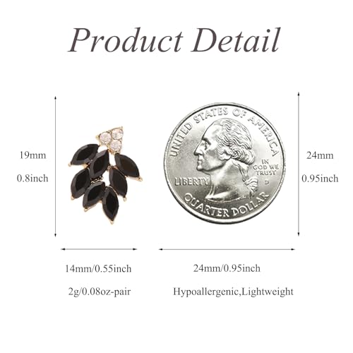 Rhinestone Stud Earrings for Women Small Dainty Crystal Cluster Drop Earrings for Girls Cute Costume Jewelry for Bridal Wedding Party Gift - color: Black