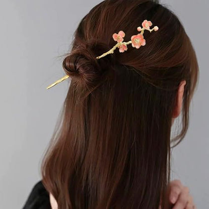 1 Pc Plum blossom Hair sticks for buns,Hair pins for women,Buns and Updos with No Hair Damage,Metal French Pin Great Hold,Suitable for fine & thick hair(pink) US378