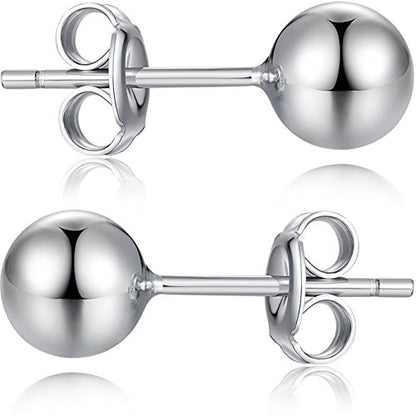 925 Sterling Silver Ball Stud Earrings for Women Men Hypoallergenic Ball Earrings 4mm-8mm - color: Sterling Silver, size: 4mm