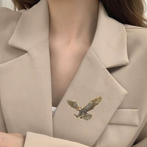 Vintage Eagle Brooch for Women Men Classic Retro Animal Bird Lapel Pin Party Jewelry for Lapel, Jacket, Hat, Scarf (Gold)