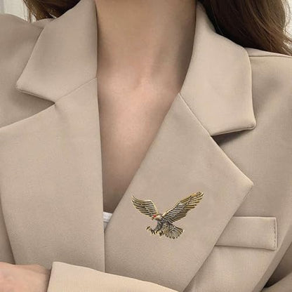 Vintage Eagle Brooch for Women Men Classic Retro Animal Bird Lapel Pin Party Jewelry for Lapel, Jacket, Hat, Scarf (Gold)
