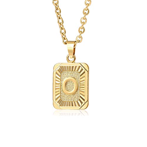 Glimmerst Initial Pendant Necklace 18K Gold Plated Stainless Steel Letter Necklace Personalizd Name Necklace for Women - style: Gold O