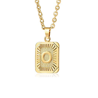 Glimmerst Initial Pendant Necklace 18K Gold Plated Stainless Steel Letter Necklace Personalizd Name Necklace for Women - style: Gold O
