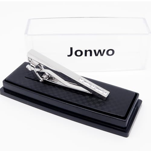 Men Crystal Tie Clip Tie Bar for Regular Necktie Silver In Gift Case | Purple/Blue/Red/Black/White Crystal Tie Pin for Men Business Anniversary Wedding Party Office Formal Daily Occasions Suit - style: White Crystal