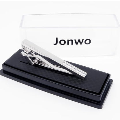 Men Crystal Tie Clip Tie Bar for Regular Necktie Silver In Gift Case | Purple/Blue/Red/Black/White Crystal Tie Pin for Men Business Anniversary Wedding Party Office Formal Daily Occasions Suit - style: White Crystal