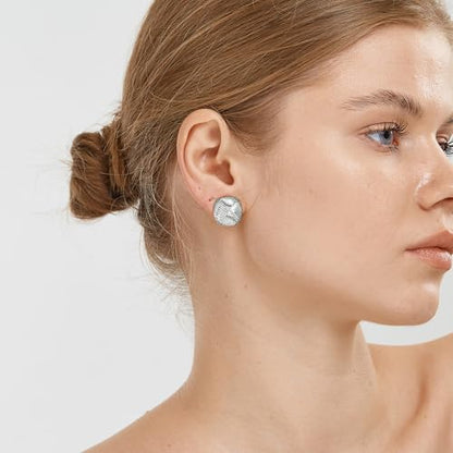 FANZE 2 Pairs Matte Gold Sliver Clip on Earrings for Women No Piercing | No Piercing Button Earring Comfortable Fashion Jewelry Gift - color: Set-7