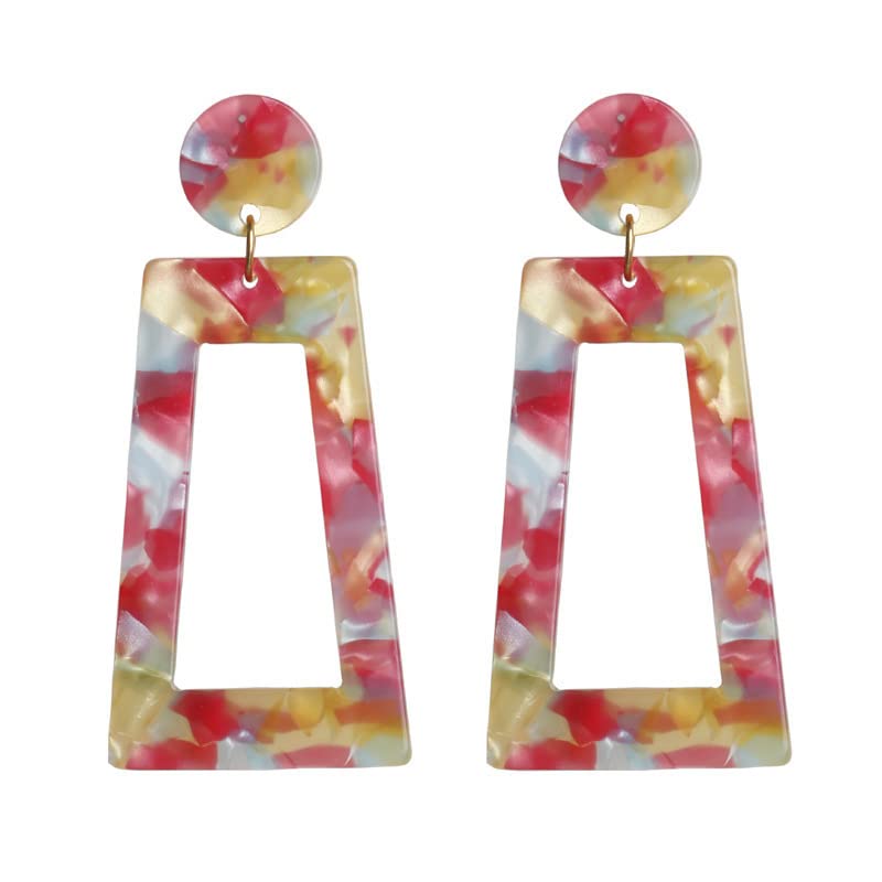 Multicolor Resin Acrylic Rectangle Geometric Drop Dangle Earrings Leopard Mottled Tortoise for Women Exaggerated Lightweight Jewelry - color: B