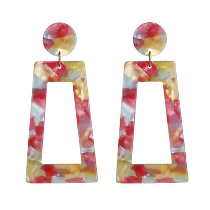 Multicolor Resin Acrylic Rectangle Geometric Drop Dangle Earrings Leopard Mottled Tortoise for Women Exaggerated Lightweight Jewelry - color: B