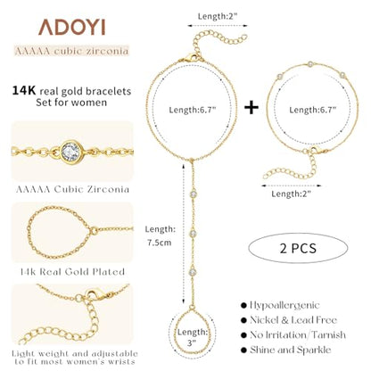 Gold Bracelets for Women, 14K Gold Plated Stackable Bracelet Stack Set Adjustable Charm Paperclip Chain Cuban Link Layered Waterproof Jewelry Sets Gifts for Womens 6.5 Inch - color: Gold Style B