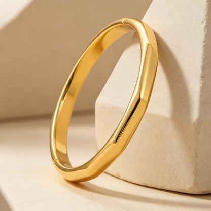 hotoo Gold Plated Bangle Bracelet for Women - style: Folded Surface