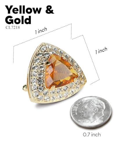 Triangular Crystal Diamond Set Cuff Links for Men – Tuxedo Suit Accessories, Cufflinks for Men - style: Yellow/Gold