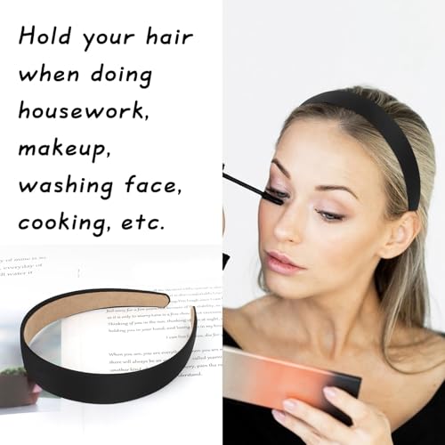 Wecoe Black Headbands for Women 16pcs 1 Inch Wide Satin Headbands | Great for daily wear, festive looks & DIY crafts - color: Set A