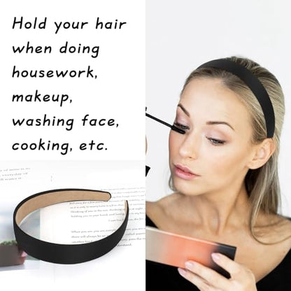 Wecoe Black Headbands for Women 16pcs 1 Inch Wide Satin Headbands | Great for daily wear, festive looks & DIY crafts - color: Set A