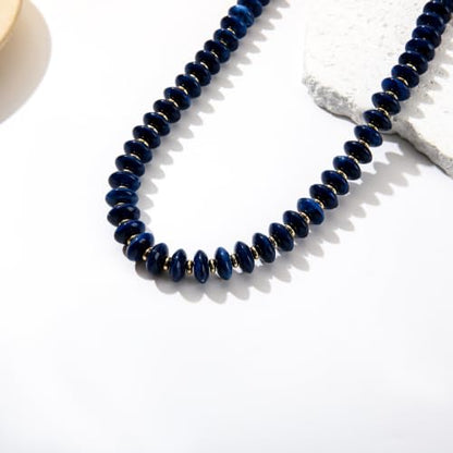 Resin Chunky Beaded Necklace for Women,Vacation Jewelry | Acrylic Beads,Boho Summer Beach Handmade Jewelry,Trendy Bold Statement Beaded Necklace,Birthday Gift for Women - color: Navy Blue