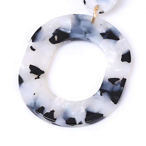 Acrylic Earrings For Women Statement Geometric Earrings Resin Acetate Drop Dangle Earrings Mottled Hoop Earrings Fashion Jewelry - color: F:Black White