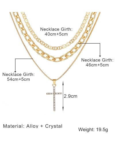 Gold Layered Necklaces for Women Chunky Layered Gold Necklaces Stacked Paperclip Chain Pearl Necklace Herringbone Toggle Clasp Choker Trendy Statement Jewelry Gifts - color: A5:gold layered necklace