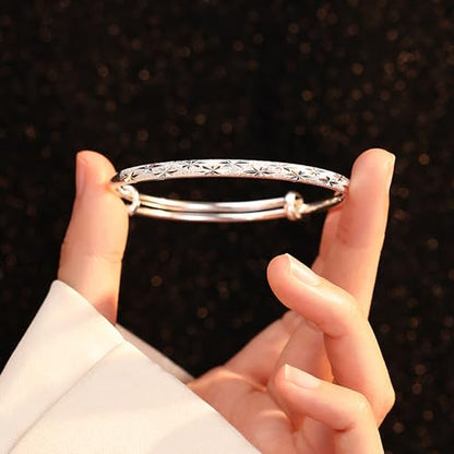 925 Sterling Silver Bracelet Plated Cuff Bangle Bracelet Fashionable Multi-layer Cross Wire Bangle Bracelet Open Adjustable Wide Cuff Bracelet for Teen Girls Fashion Jewelry - color: 05