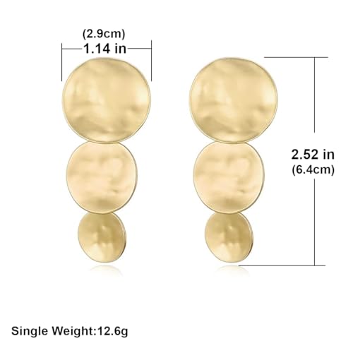 Matte Gold Silver Geometry Clip On Earrings for Women Retro Drop Clip Earrings for Women - style: 3 gold discs