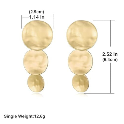 Matte Gold Silver Geometry Clip On Earrings for Women Retro Drop Clip Earrings for Women - style: 3 gold discs