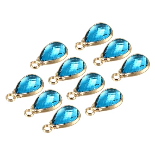 PATIKIL Birthstone Charm Beads Drop Pendant, Handmade Birthstone for Personalized Earrings Bracelet Necklace - color: Light Blue, size: 0.51" x 0.28"