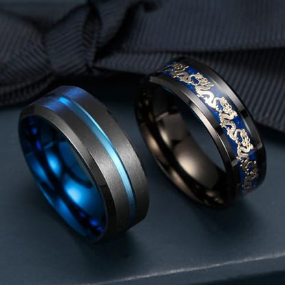 EIELO 16Pcs Stainless Steel Band Rings for Men Cool Black Golden Silvery Plated Rings Comfort Fit Fidget Spinning Chain Ring Fashion Simple Mens Wedding Engagement Ring Set