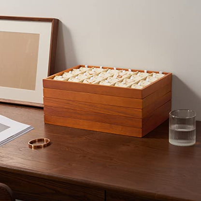 Oirlv Wooden Jewelry Tray,Jewelry Drawer Organizer,Necklace Display Tray | Stackable Design,Keep Necklaces Bracelets Flat and Untangled,Organizing and Presentinge Legantly on Dressers&in Dresser - color: Creamy-white 24 grid necklace/pendant jewelry tray