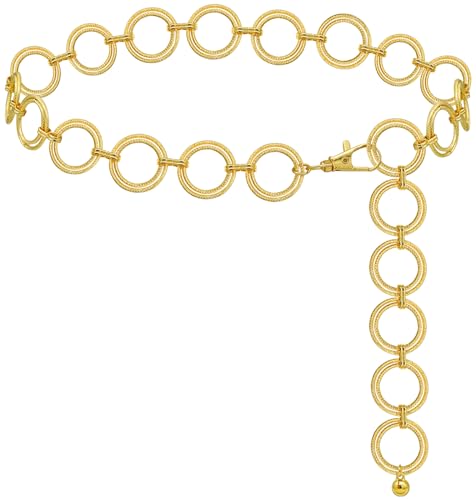 LIMHOO Metal Waist Chain for Women Chunky Belly Link Chain Belt for Dresses - color: O-ring Gold, size: S: Length 105cm (41.3in)