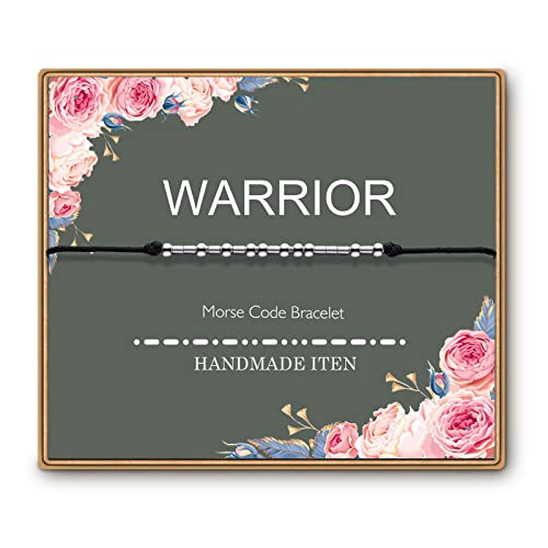 ASELFAD Morse Code Bracelets for Women, Funny Best Friend Birthday Gifts for Women Friendship Bracelets, Inspirational Jewelry, Teen Girl Gifts Trendy Stuff - style: Warrior
