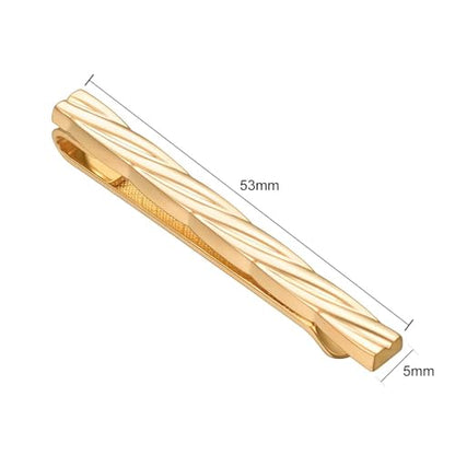 Mens Chain Tie Clips For Men Unique Silver Black Gold Tie Bar Round Stainless Steel Tie Clip - style: Simple Gold