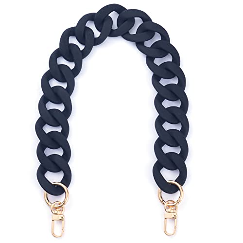 AUMEY Large Flat Chain Strap - Acrylic Luxury Handbag Strap Fashionable Replacement Purse Clutches Handles for DIY Crafts, 15.7 inch of Each … (02- Black) - color: 02- Black