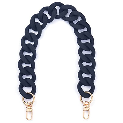 AUMEY Large Flat Chain Strap - Acrylic Luxury Handbag Strap Fashionable Replacement Purse Clutches Handles for DIY Crafts, 15.7 inch of Each … (02- Black) - color: 02- Black