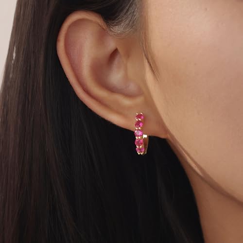 Evabelle Gold Hoop Earrings for Women 14K Real Gold Plated Cubic Zirconia Diamond Hoop Earrings Huggie Hoop Earring Women Earrings Earring for Men 925 Sterling Silver Post Hypoallergenic - color: Hoops 12-Gold and Rose