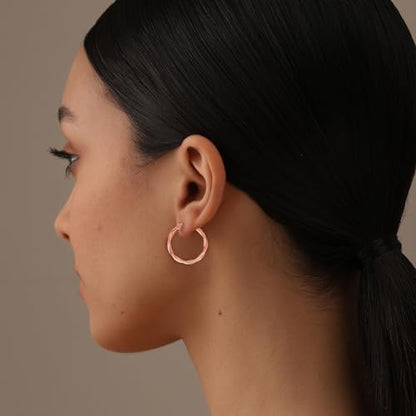 LeCalla 925 Sterling Silver Hoop Earrings | Lightweight Click-Top Gold Plated Anchor Infinity Earrings for Women - color: Infinity Twisted Rose-Gold