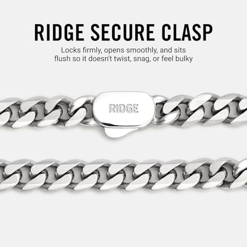 RIDGE 5mm Curb Chain for Men, Rugged and Durable Men’s Chain Necklace with Secure Clasp - color: Platinum (20")