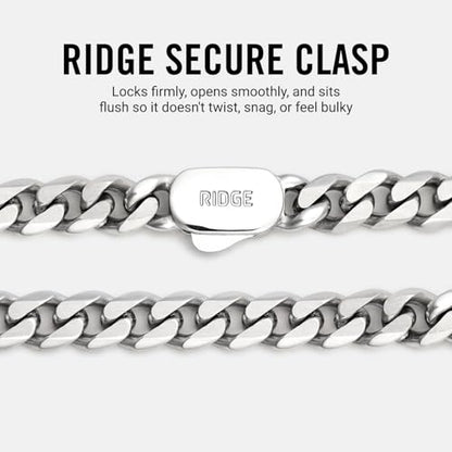 RIDGE 5mm Curb Chain for Men, Rugged and Durable Men’s Chain Necklace with Secure Clasp - color: Platinum (20")
