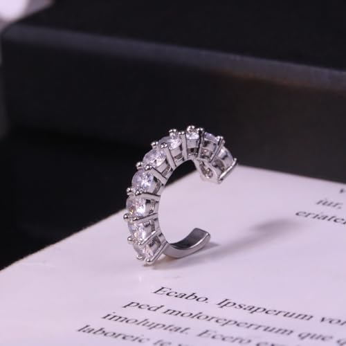 Ear Cuffs Non Piercing Gold Silver Earrings Cute Cubic Zirconia Sparkling Ear Cuff for Women Clip On Cartilage Huggie Earring Christmas Jewelry Costume - color: Silver-One