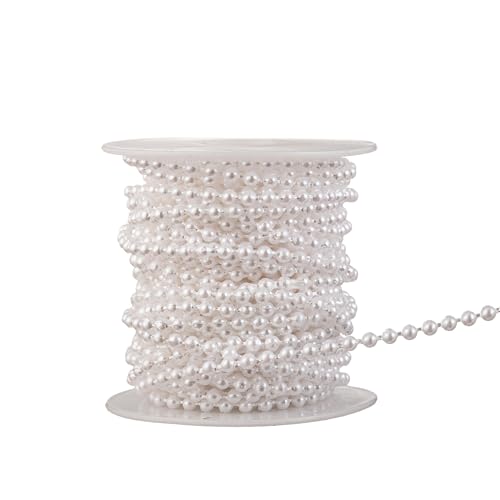 3mm Millet Beads Crafts Faux Pearl Beads Garland Pearl Bead Roll Strand of Pearls to Decorate Floral Centerpieces Wedding Party Favor Christmas Tree(33 Feet White) - color: White, size: 3 mm