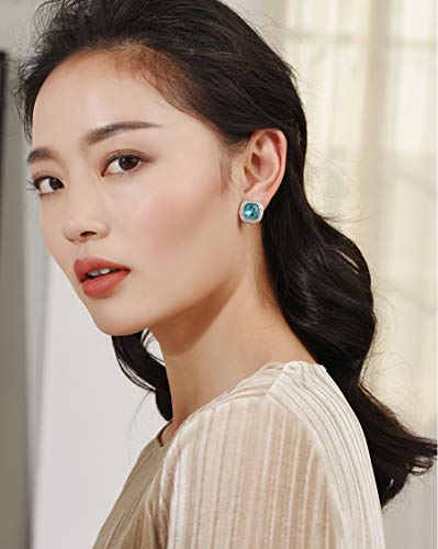 Clip on Earrings Women, 14K Gold Hoop Clip-On Earrings for Women, Hypoallergenic Non Pierced Croissant Earrings - color: Blue Crystal