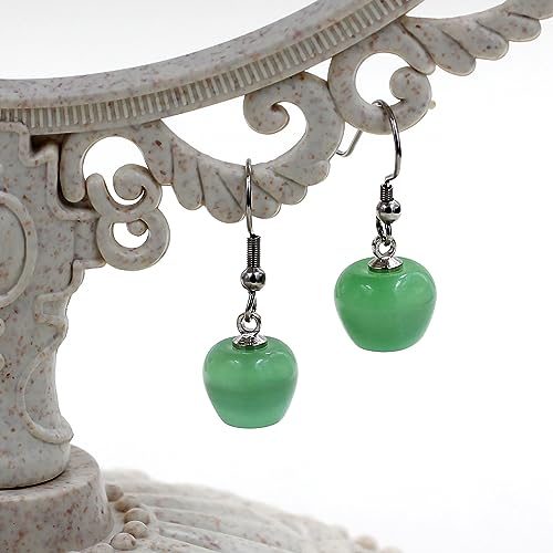 Uloveido Apple Necklace and Earrings Set for Women Cute Apple Jewelry Set for Teacher Mom YL007 - color: Light Green