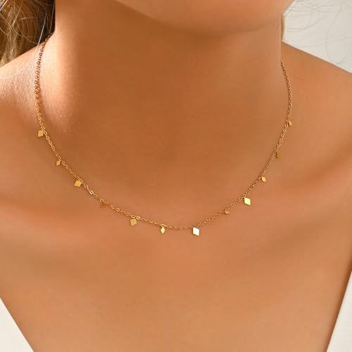 Dainty Gold Waterproof Choker Necklaces for Women Daily Wearing - color: Small Diamond-GD