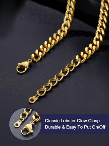 Bandmax Stainless Steel Barbed Wire Cuban Chain Necklace for Men & Women | Edgy Fierce Design, Waterproof & Tarnish Resistant, Silver/Black Tone, 5/7/9/12MM, 16-22 Inches, Street Punk Style Jewelry - color: A3 9MM-Gold, size: 20 Inch (51cm)