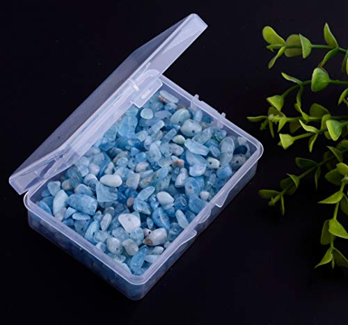 Natural Chip Stone Beads 5-8mm About 400 Pieces Irregular Gemstones Healing Crystal Loose Rocks Bead Hole Drilled DIY for Bracelet Jewelry Making Crafting (5-8mm, Aquamarine) - color: Aquamarine