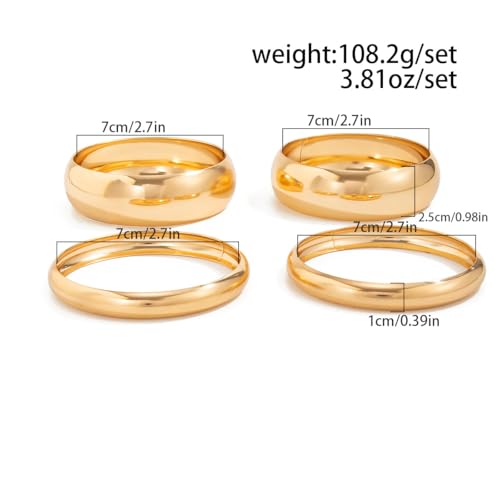 Chunky Gold Bangle Bracelets for Women Stack Wide Wrist Bracelets Gold Stackable Bracelets Jewelry - style: G-4pcs