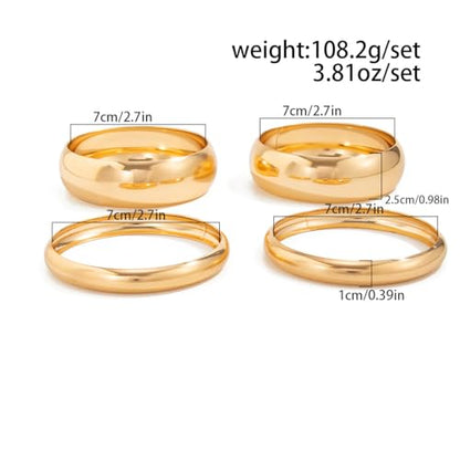 Chunky Gold Bangle Bracelets for Women Stack Wide Wrist Bracelets Gold Stackable Bracelets Jewelry - style: G-4pcs